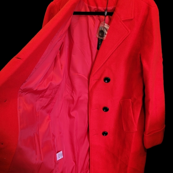 NWT Red Wool Coat xl Double Breasted Pea Coat - Picture 12 of 16